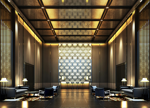 3D Rendering luxury lobby Hotel